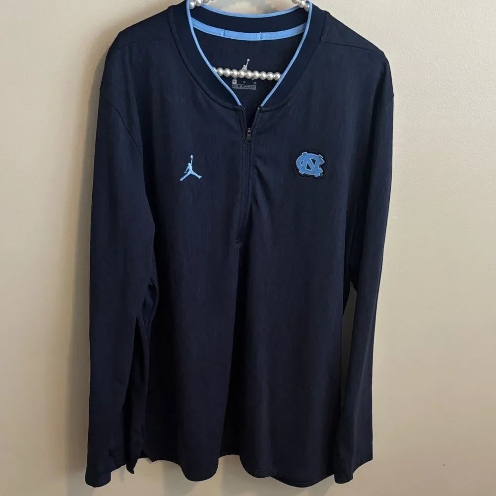 Nike Jordan UNC Tar Heels 1/4 Zip Training Pullover Mens XL Blue Chapel Hill